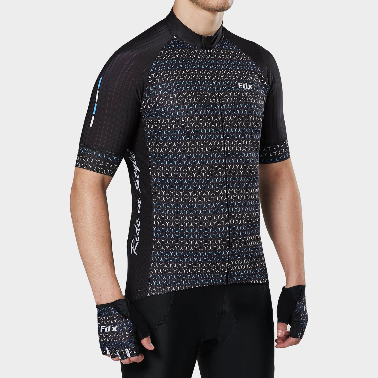 Fdx Vega Black Men's Short Sleeve Summer Cycling Jersey