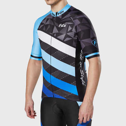 Fdx Equin Blue Men's Short Sleeve Summer Cycling Jersey