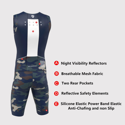 Fdx Camouflage Navy Blue Men's Padded Triathlon Suit