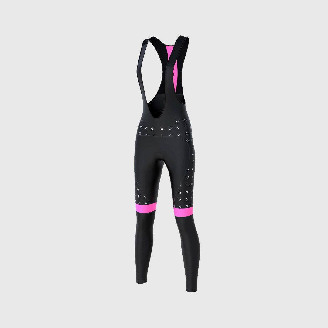 Fdx Women's Set Polka Dots Thermal Long Sleeve Cycling Jersey & Bib Tights - Pink