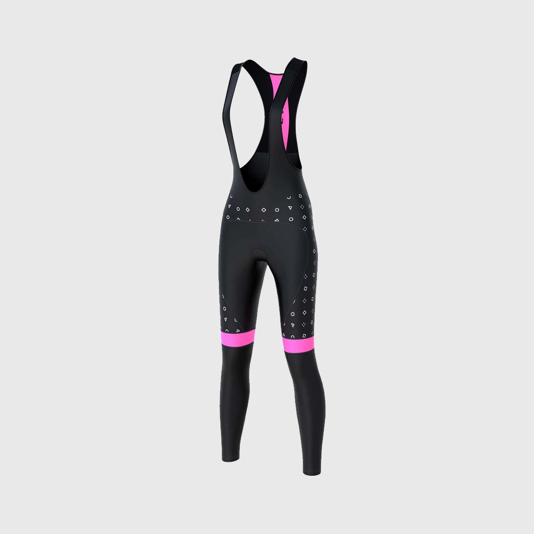 Fdx Polka Dots Women's Long Sleeve Winter Cycling Jersey Pink & Blue