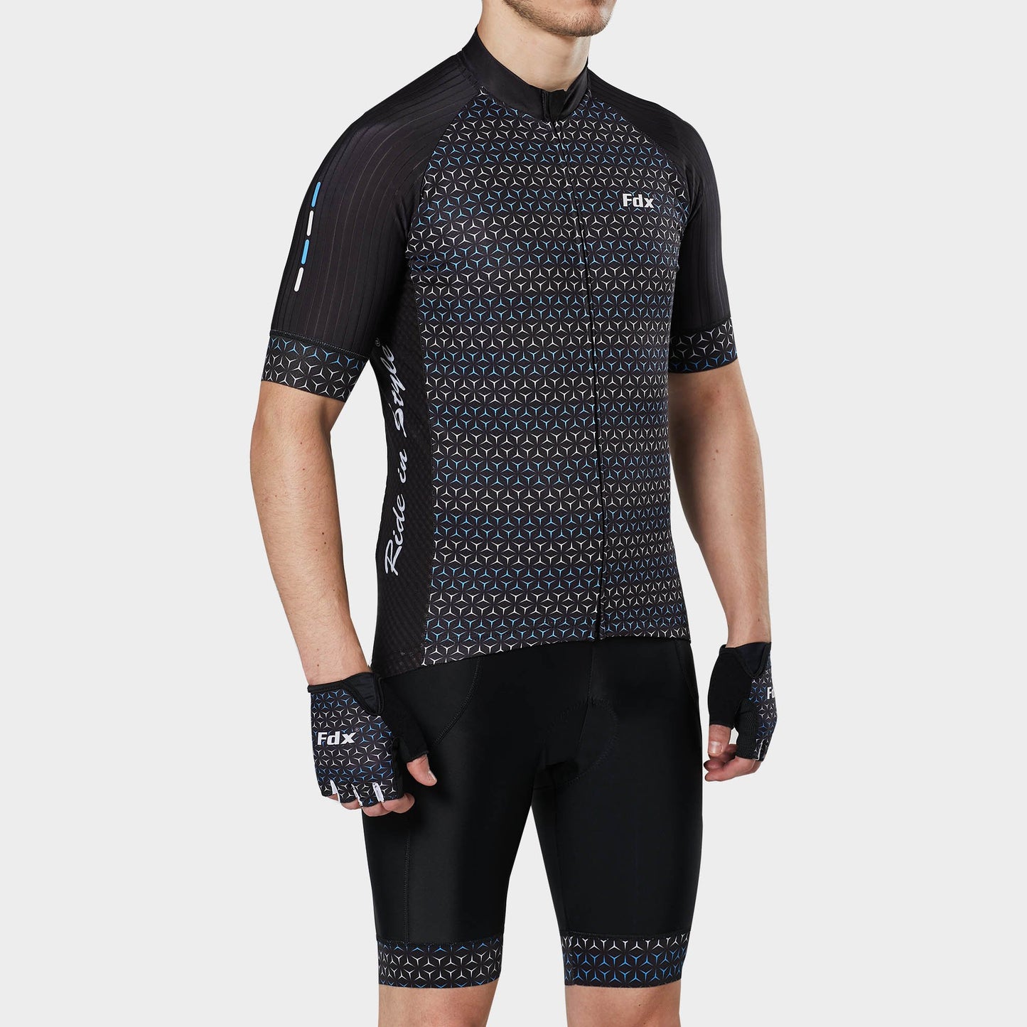 Fdx Men's Set Vega Black Short Sleeve Jersey & Bib Shorts