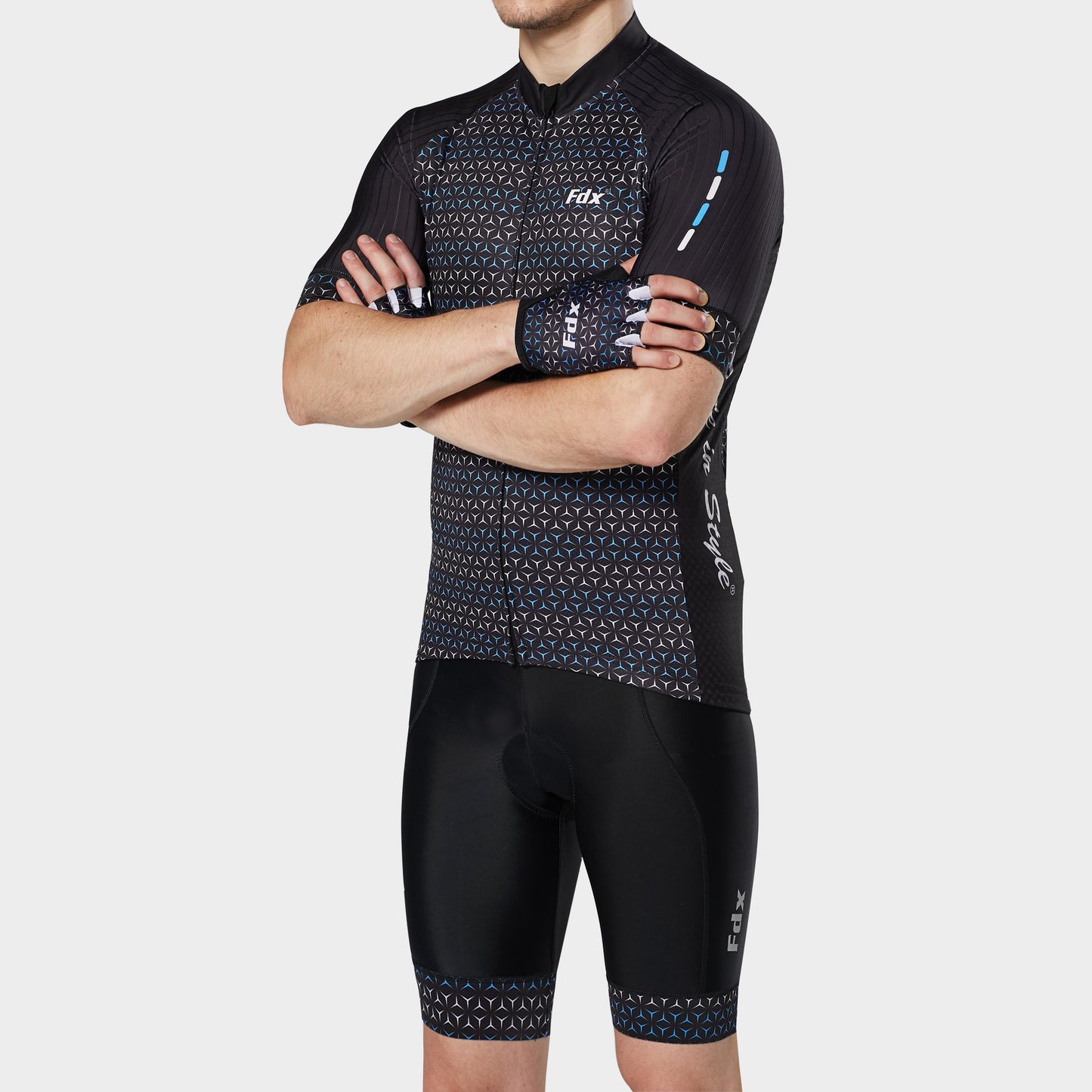 Fdx Men's Set Vega Black Short Sleeve Jersey & Bib Shorts