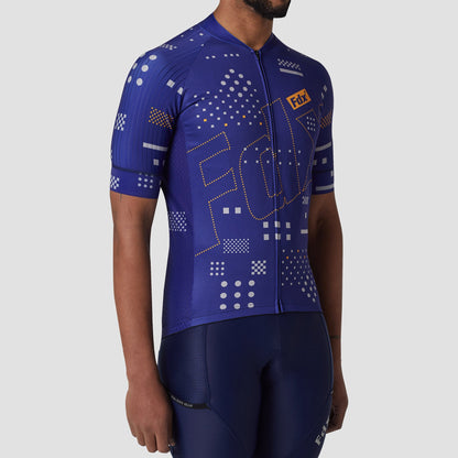 Fdx All Day Blue Men's Short Sleeve Summer Cycling Jersey