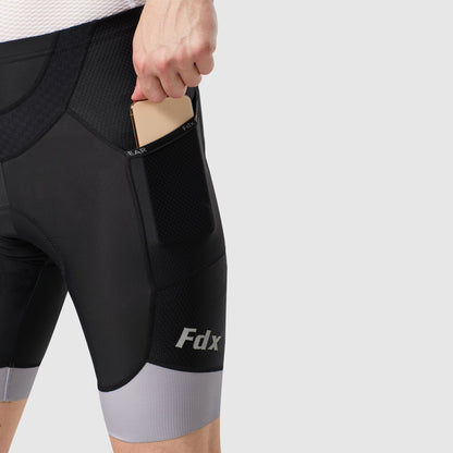 Fdx Essential Grey Men's Padded Cycling Shorts with Pockets