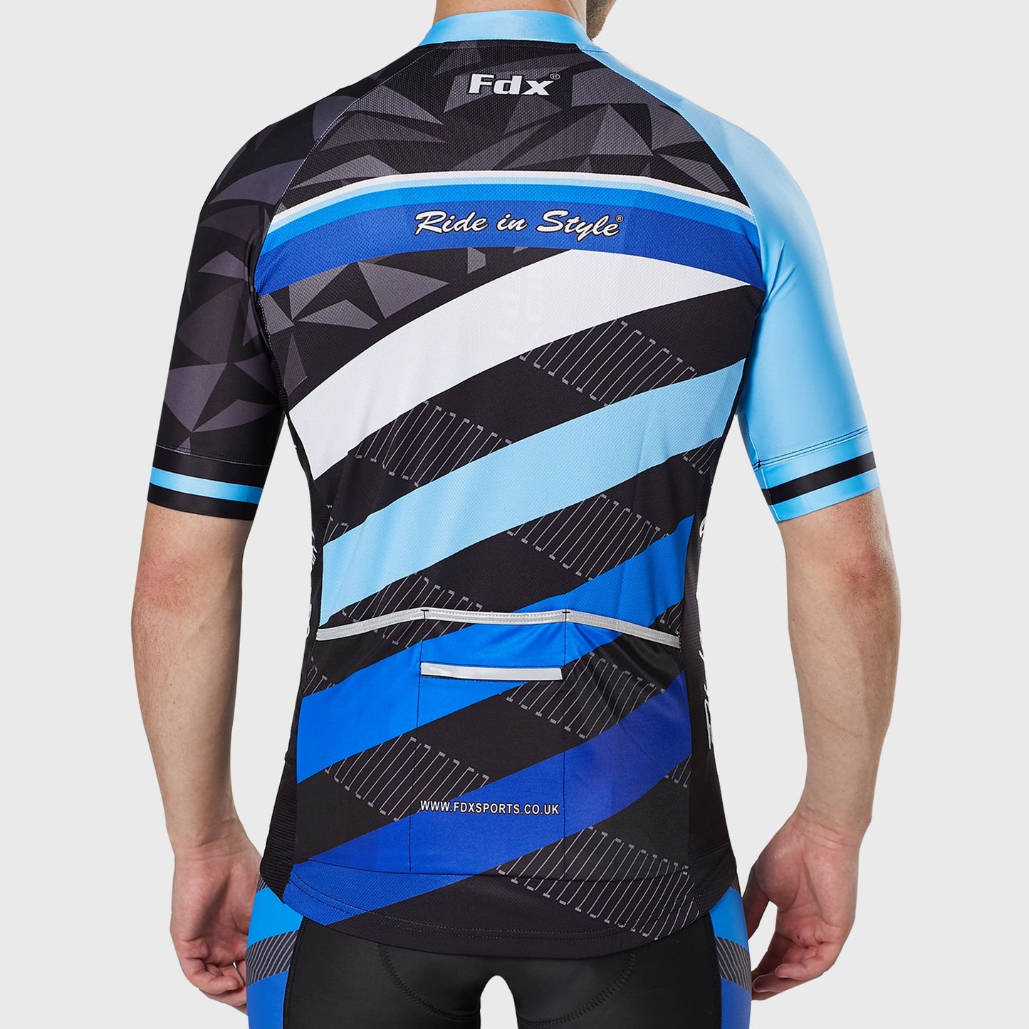 Fdx Equin Blue Men's Short Sleeve Summer Cycling Jersey