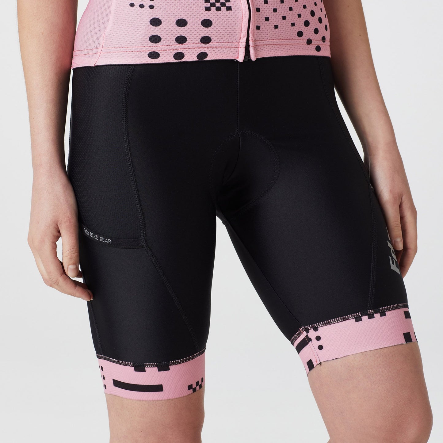 Fdx Women's Set All Day Tea Pink Short Sleeve Cycling Jersey & Cargo Bib Shorts