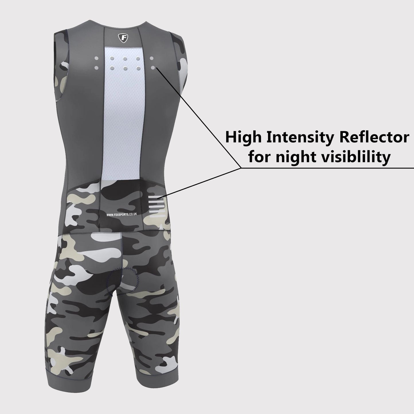 Fdx Camouflage Grey Men's Padded Triathlon Suit