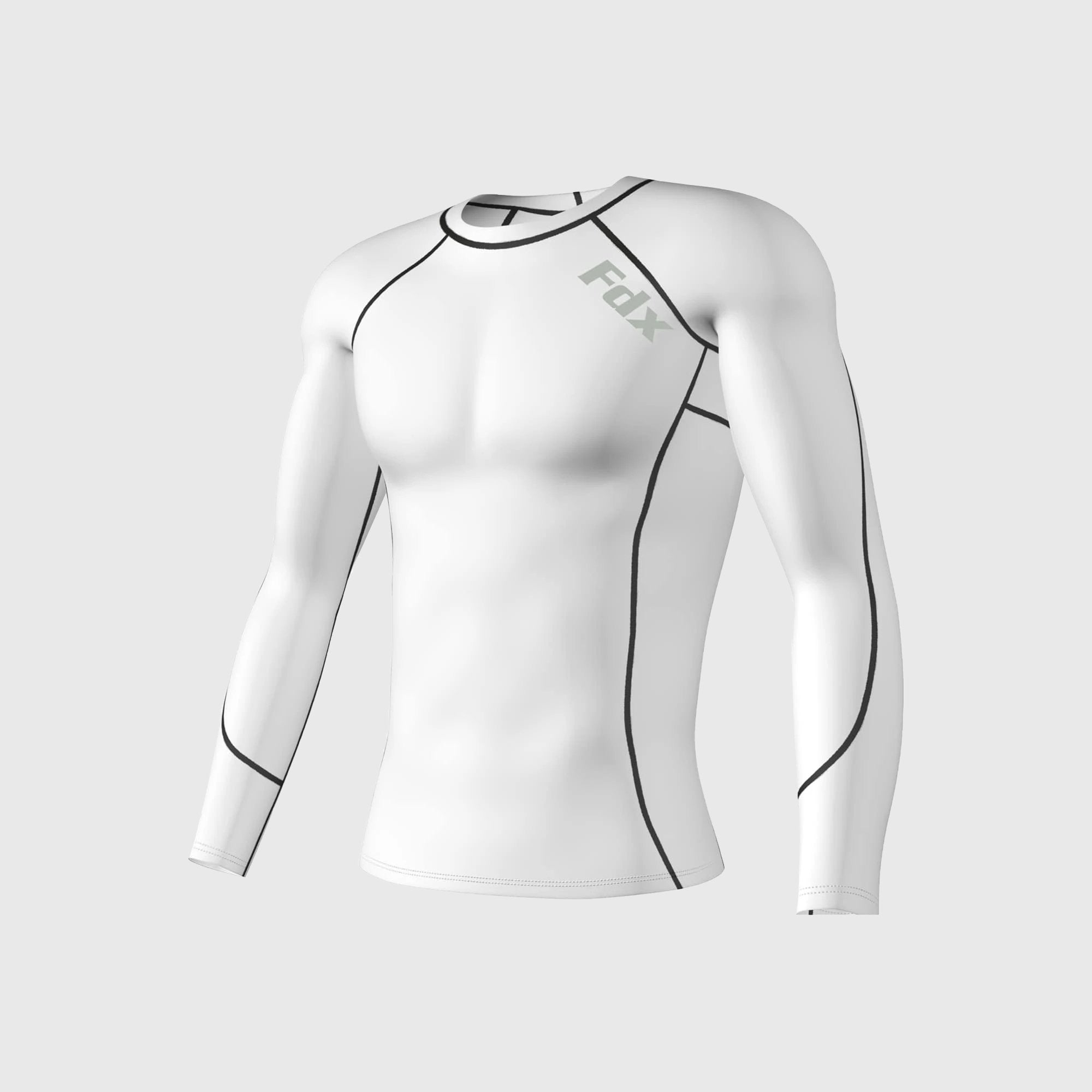 Fdx Cosmic Men's Long Sleeve Thermal Winter Gym Shirt White