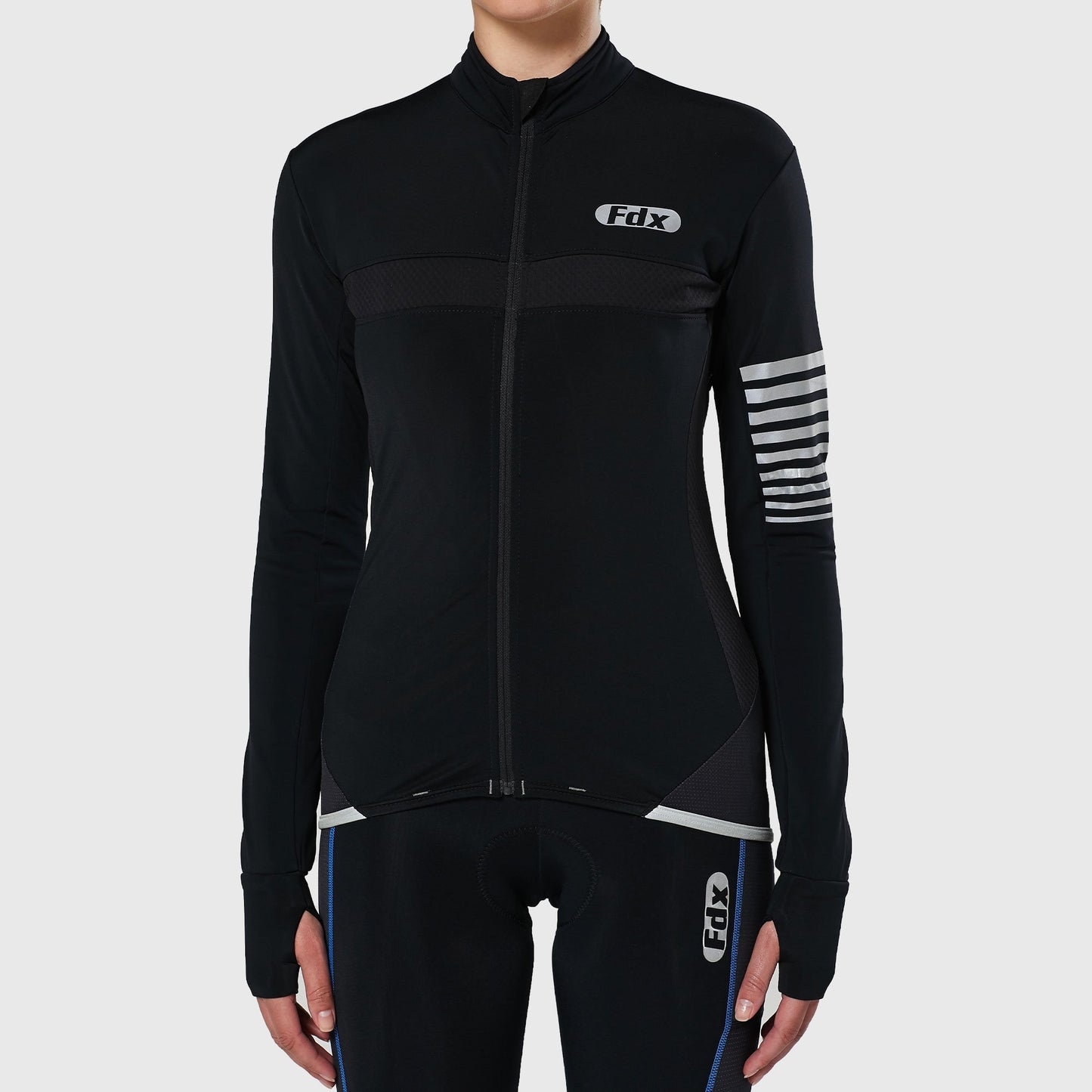 Fdx All Day Black Women's Long Sleeve Winter Cycling Jersey