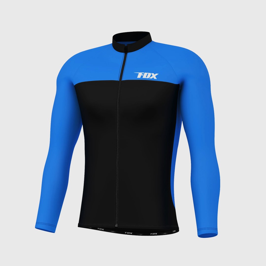 Fdx Comet Men's Blue Thermal Roubaix Long Sleeve Cycling Jersey