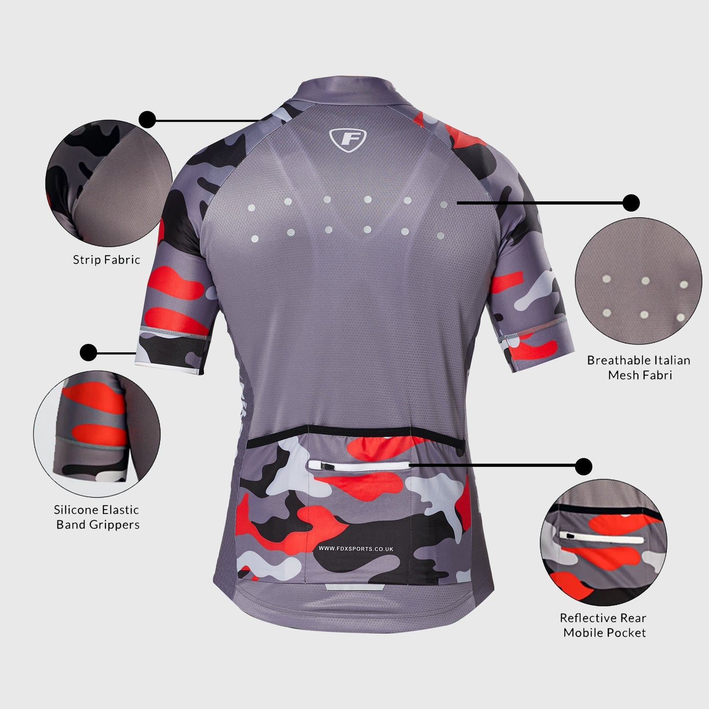 Fdx Camouflage Grey Men's Short Sleeve Summer Cycling Jersey