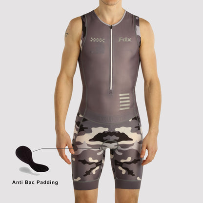 Fdx Camouflage Grey Men's Padded Triathlon Suit