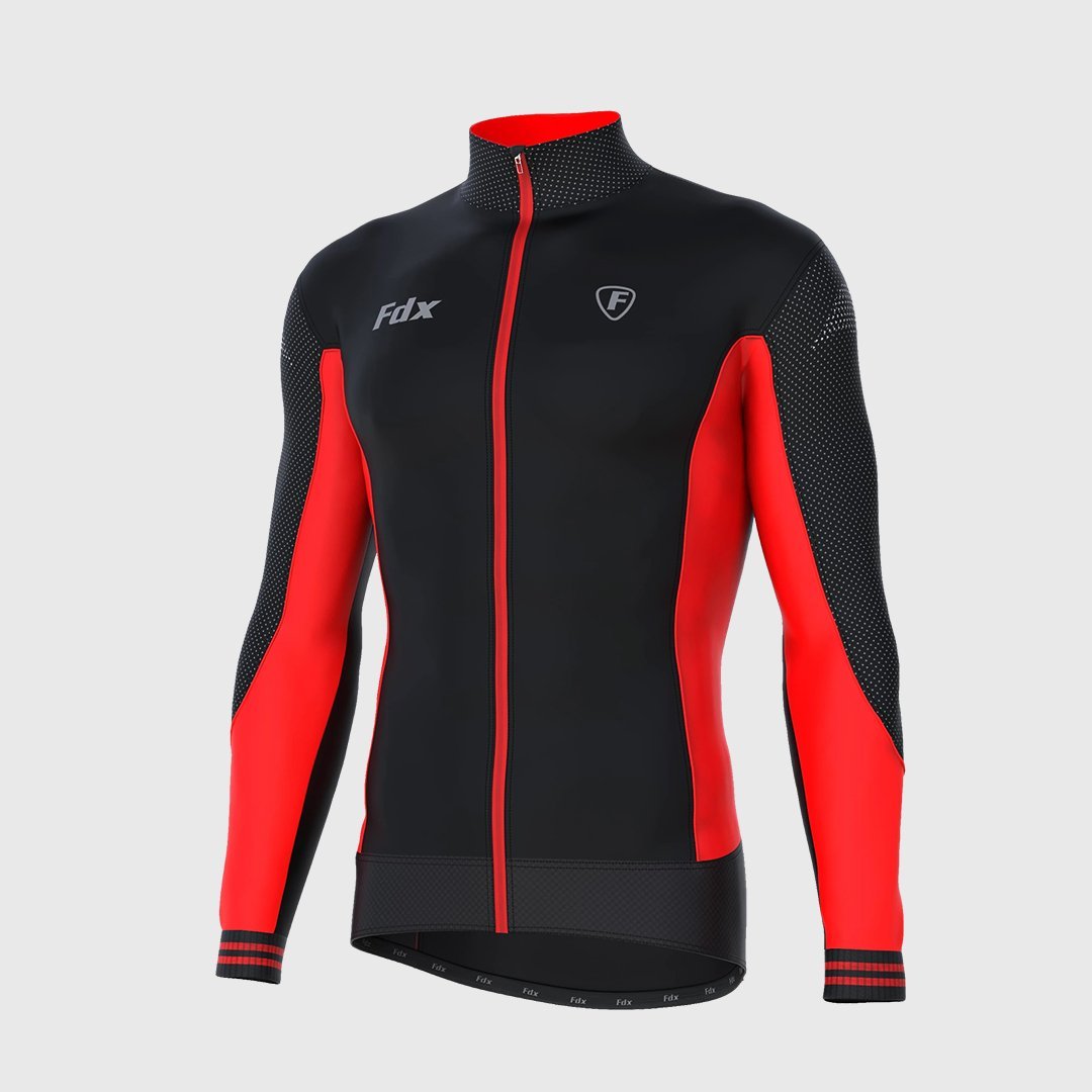 Fdx Thermodream Men's Red Thermal Roubaix Long Sleeve Cycling Jersey