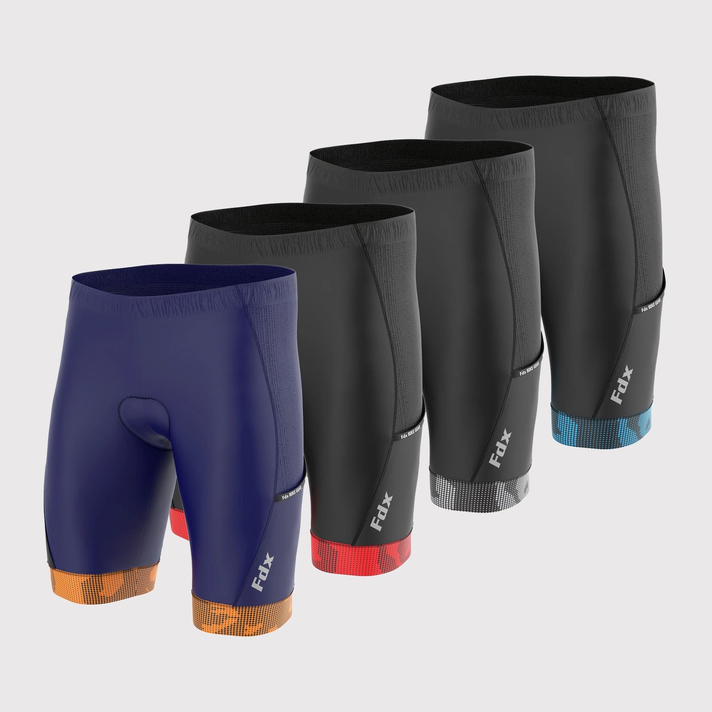 Fdx All Day Blue Men's  Padded Summer Cycling Shorts