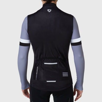 Fdx Black & Grey Men Full Sleeve Cycling Jersey Back Pockets & Hi-viz Reflected Strips Cold Weather - Limited Edition US