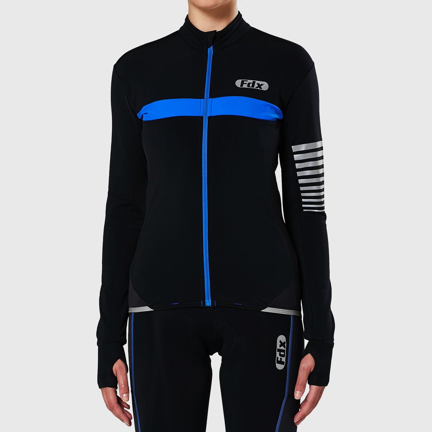 Fdx All Day Blue Women's Long Sleeve Winter Cycling Jersey