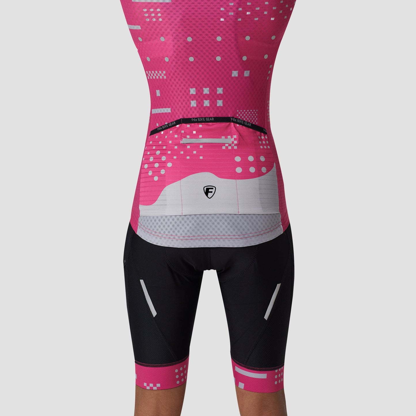 Fdx Women's Set All Day Pink Short Sleeve Cycling Jersey & Cargo Bib Shorts