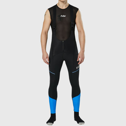 Fdx Azure Men's Blue Thermal Padded Cycling Bib Tights