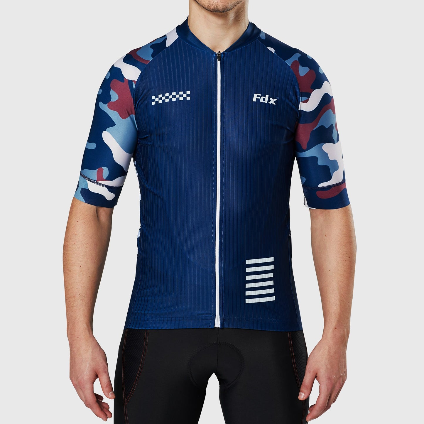 Fdx Camouflage Blue Men's Short Sleeve Summer Cycling Jersey