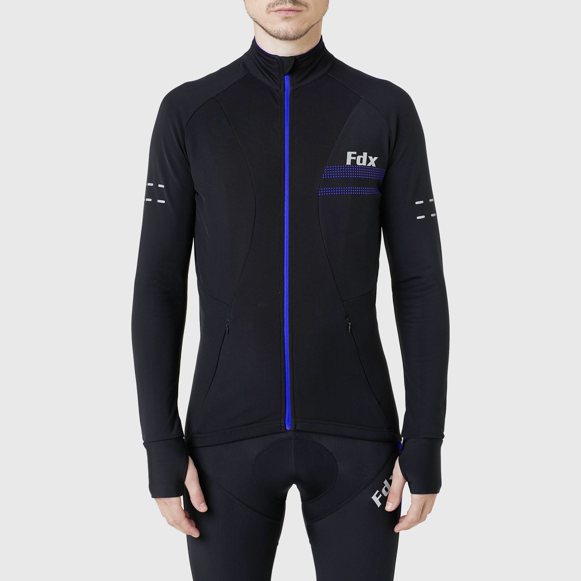 Fdx Arch Men's Blue Thermal Long Sleeve Cycling Jersey