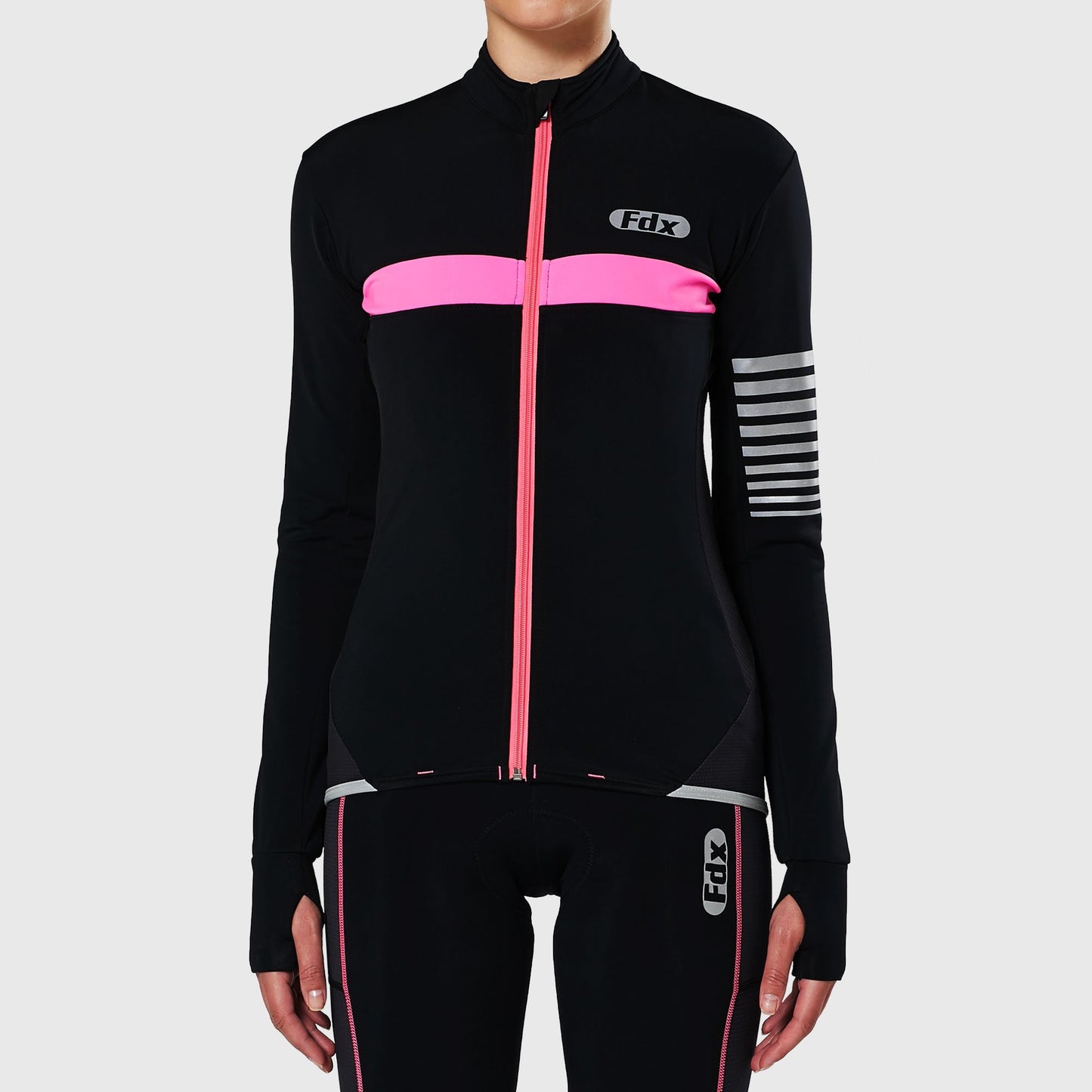 Fdx All Day Pink Women's Long Sleeve Winter Cycling Jersey