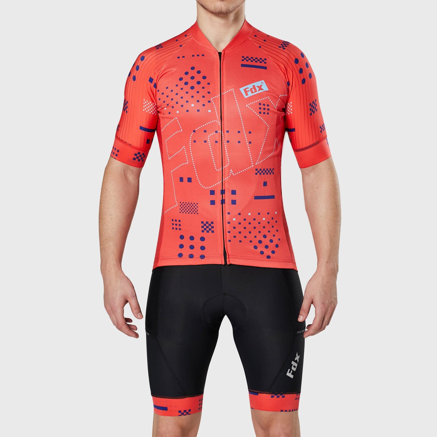 Fdx Men's Set All Day Red Short Sleeve Jersey & Bib Shorts