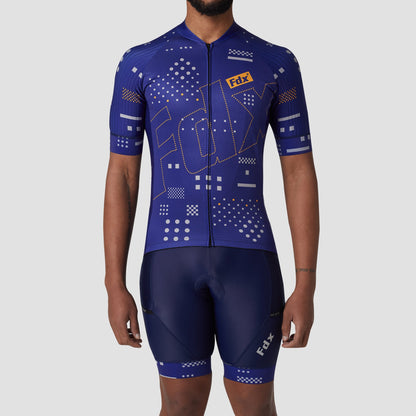 Fdx Men's Set All Day Blue Short Sleeve Jersey & Bib Shorts