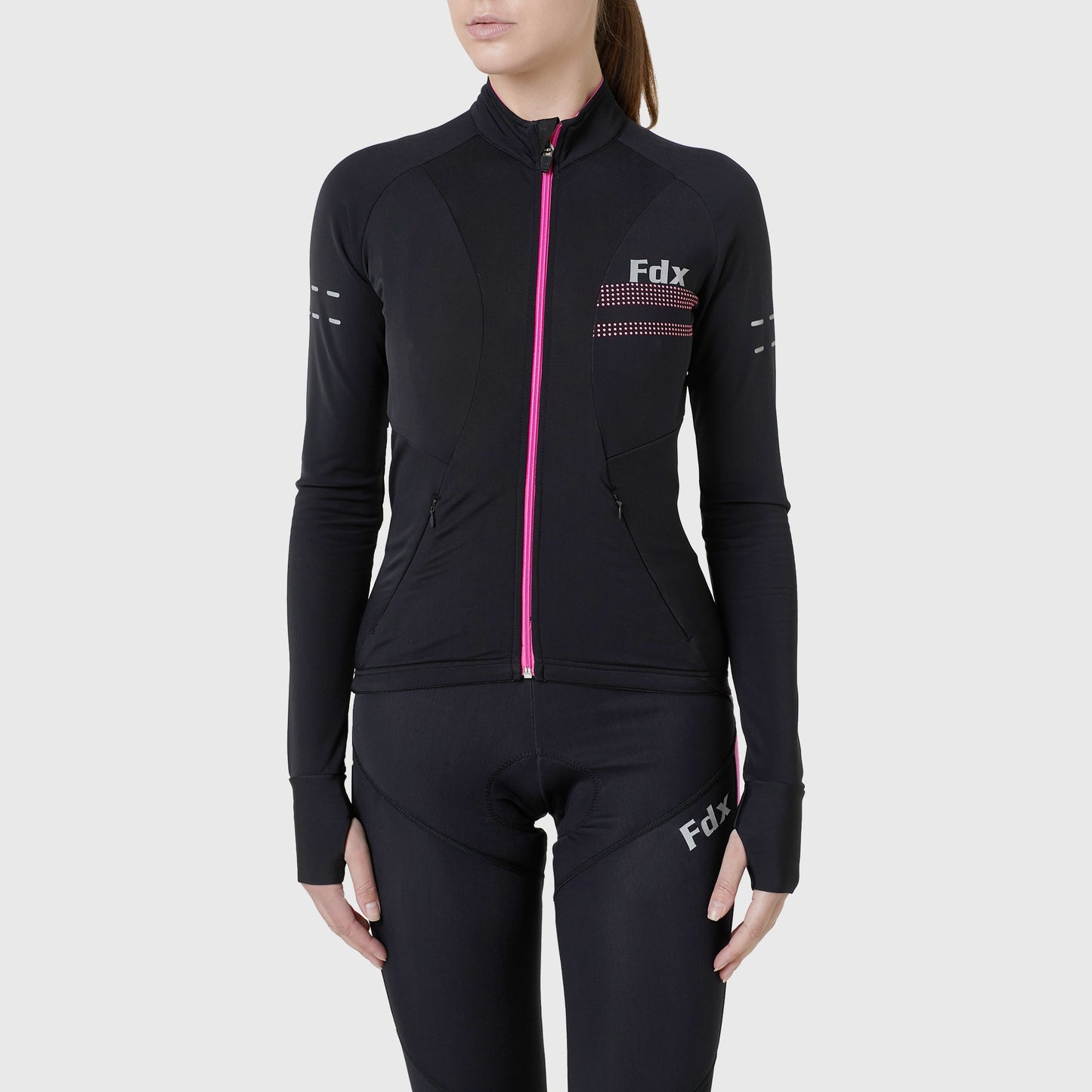 Fdx Arch Women's Pink Thermal Roubaix Long Sleeve Cycling Jersey