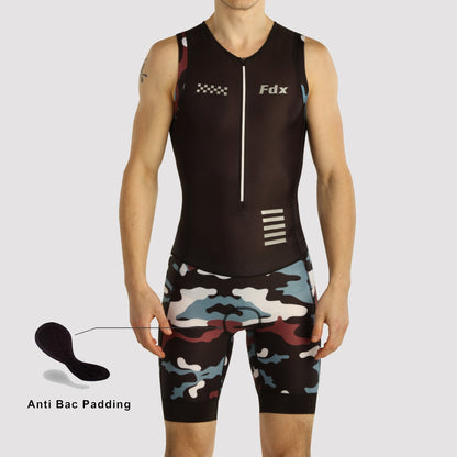 Fdx Camouflage Black Men's Padded Triathlon Suit