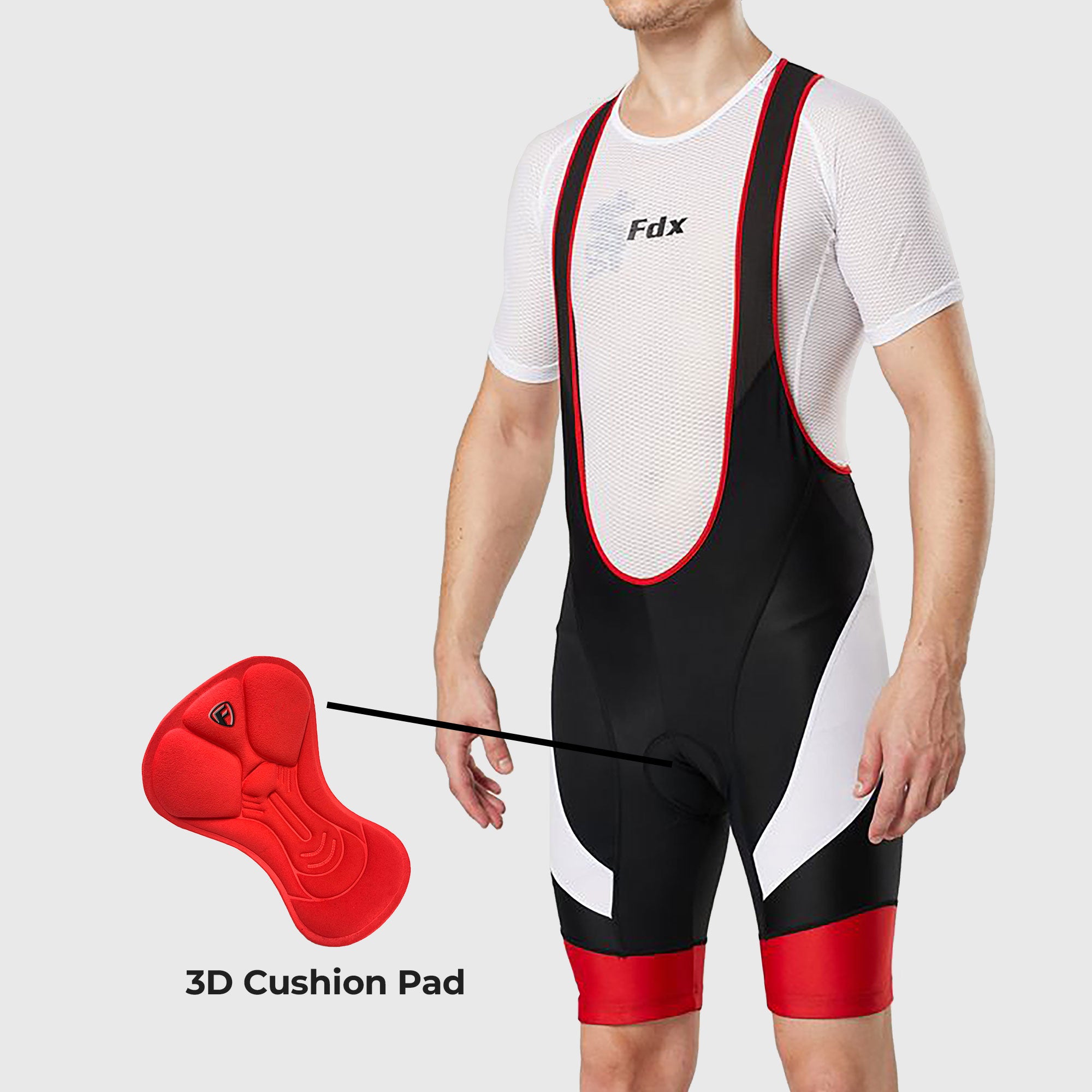 Fdx Windsor Red Men's Padded Summer Cycling Bib Shorts