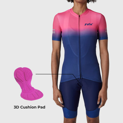 Fdx Duo Blue Women's Padded Summer Cycling Cargo Bib Shorts