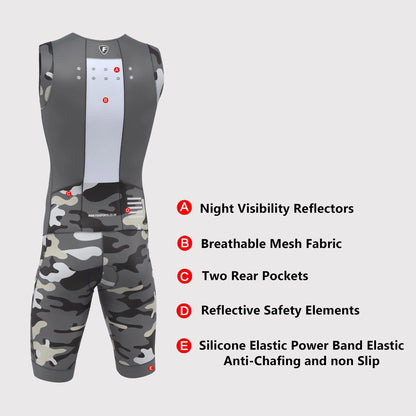 Fdx Camouflage Grey Men's Padded Triathlon Suit