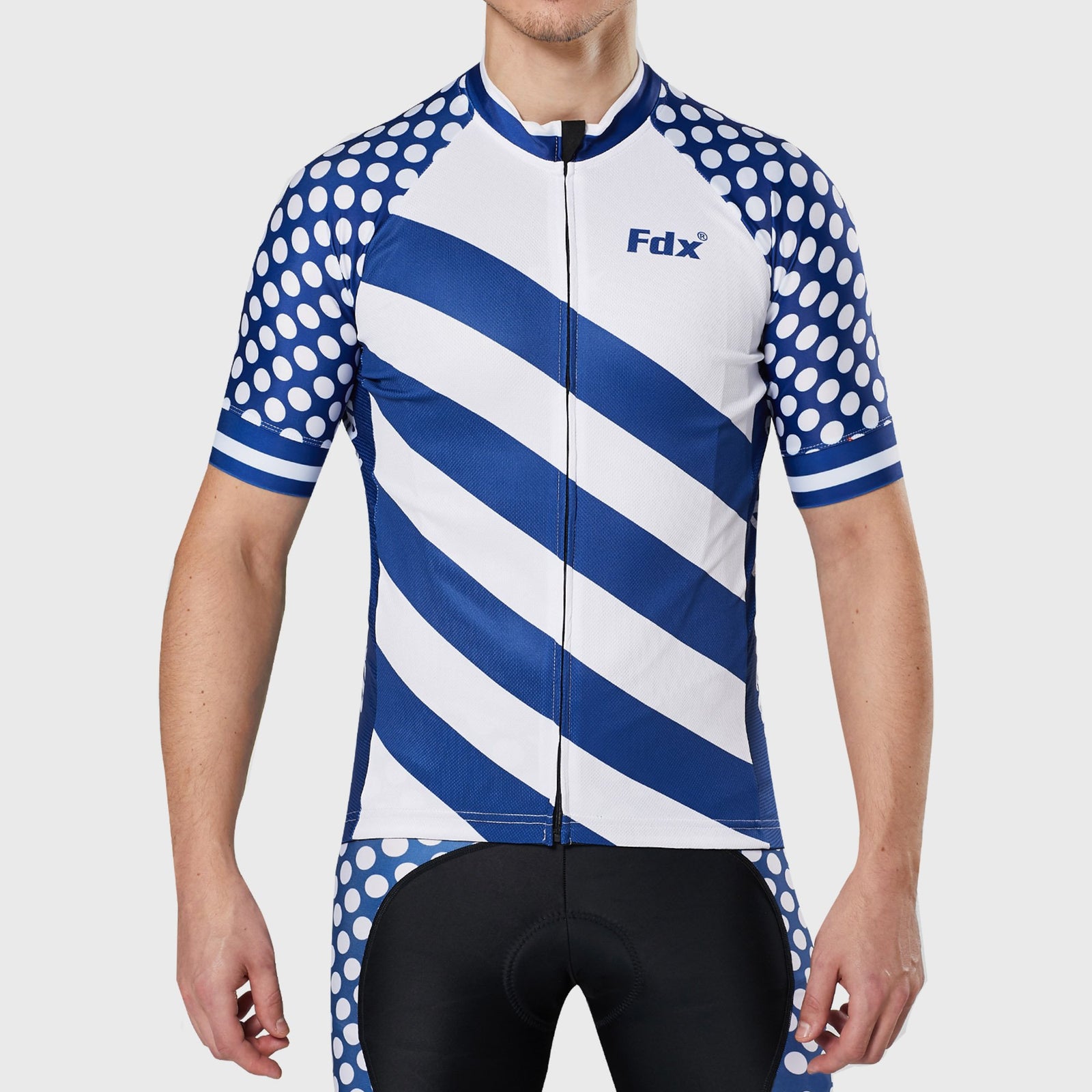 Fdx Pace Blue Men's Short Sleeve Summer Cycling Jersey, XL / Blue