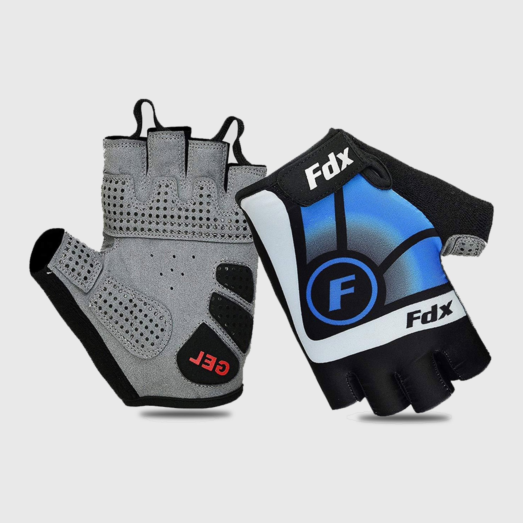 Fdx Signature Blue Gel Padded Short Finger Summer Cycling Gloves