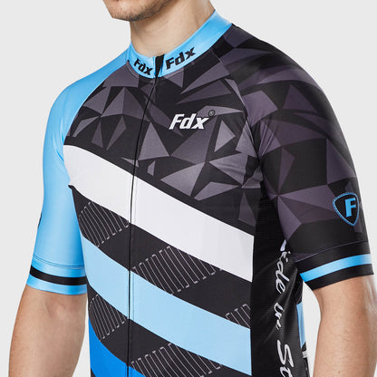 Fdx Equin Blue Men's Short Sleeve Summer Cycling Jersey