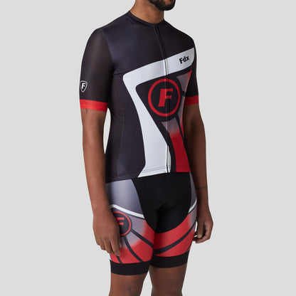 Fdx Men's Set Signature Red Short Sleeve Summer Cycling Jersey & Bib Shorts