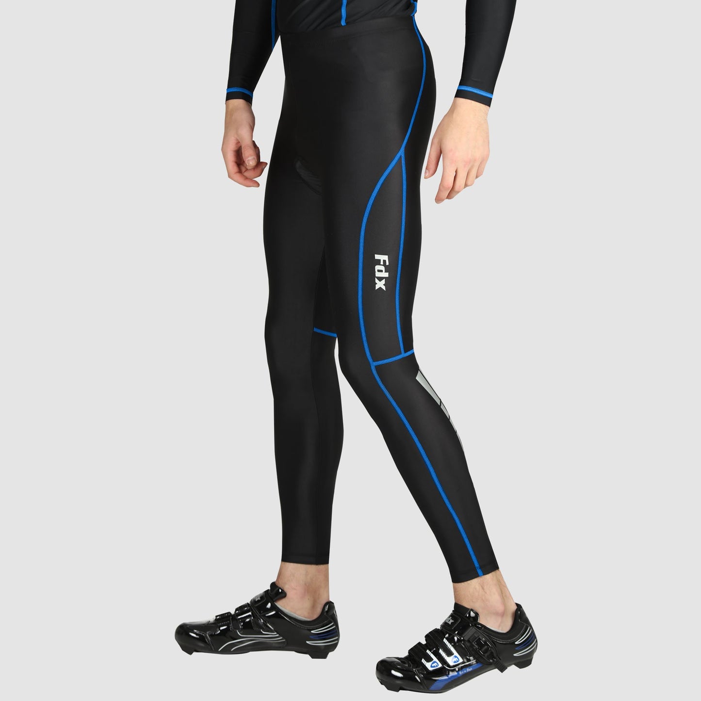 Fdx Heatchaser Blue Men's Compression Winter Cycling Tights