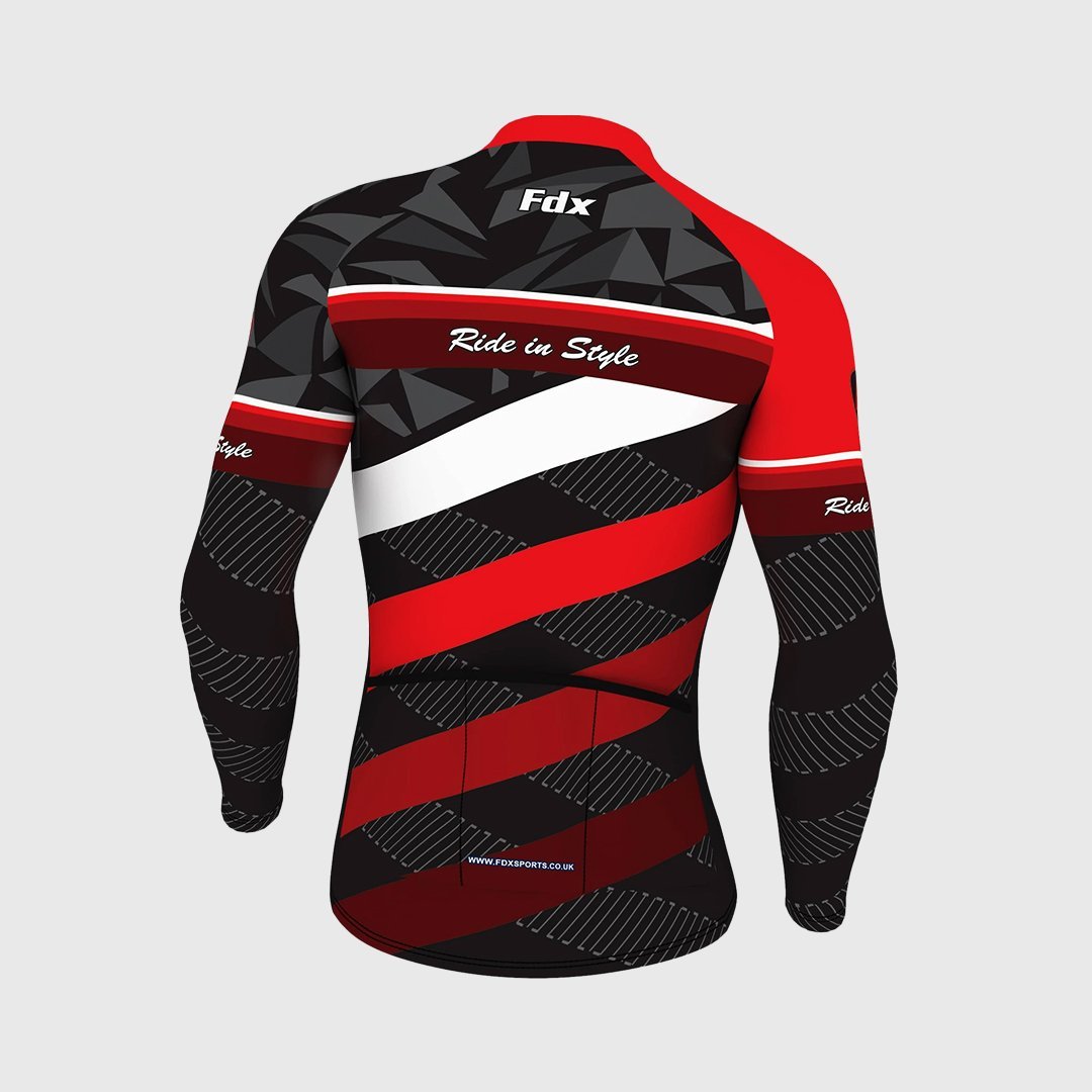 Fdx Equin Men's Red Thermal Roubaix Long Sleeve Cycling Jersey