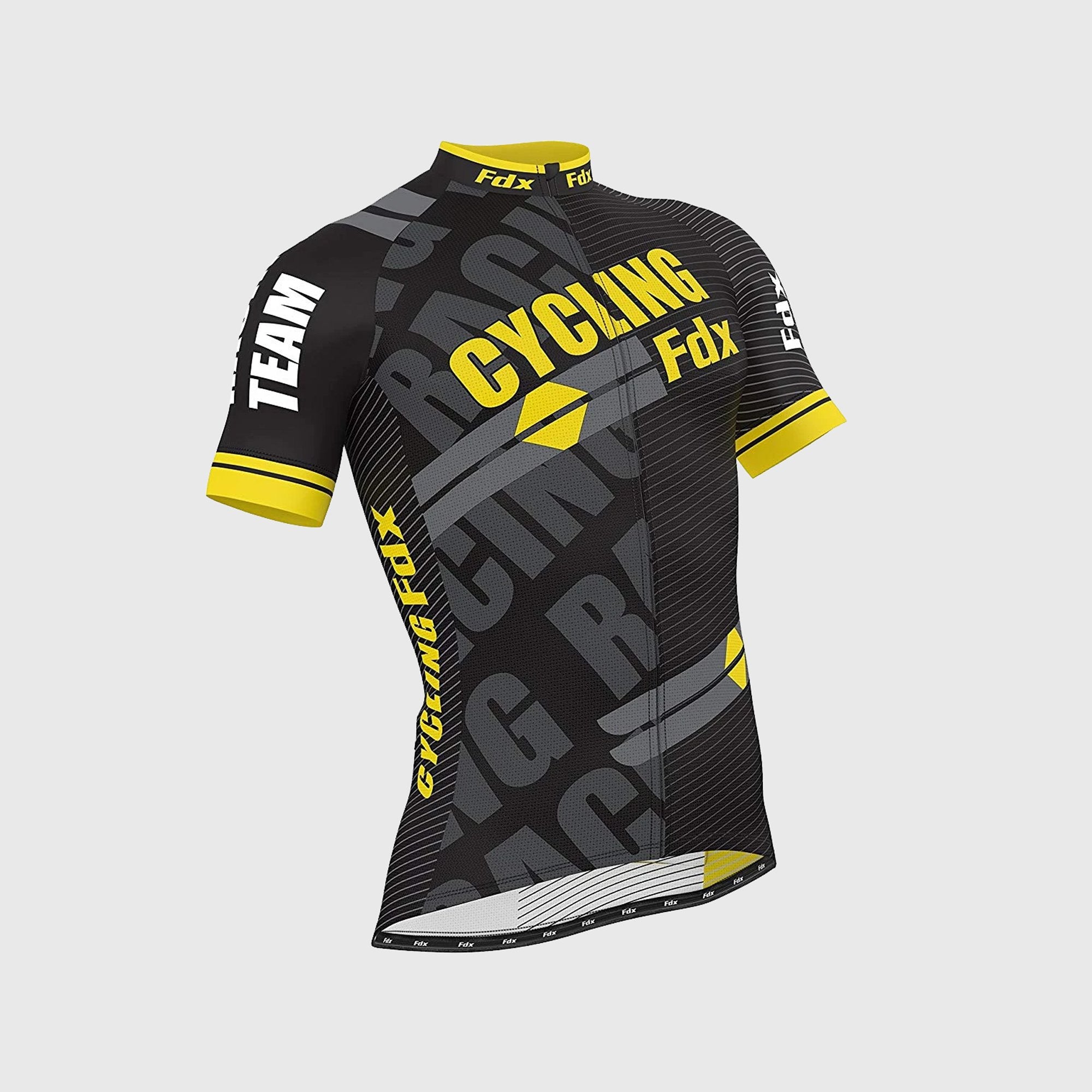 Fdx Men's Set Core Yellow Short Sleeve Summer Cycling Jersey & Bib Shorts