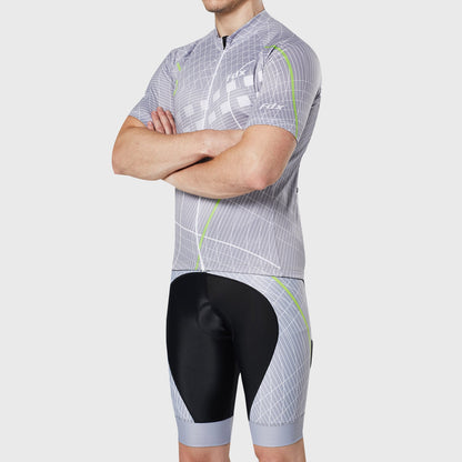 Fdx Men's Set Classic II Grey Short Sleeve Jersey & Bib Shorts