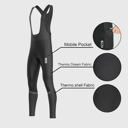 Fdx All Day Men's Black Thermal Padded Cycling Bib Tights