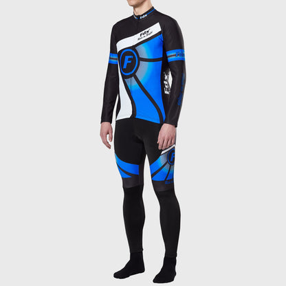 Fdx Men's Set Signature Thermal Roubaix Long Sleeve Cycling Jersey & Bib Tights - Blue