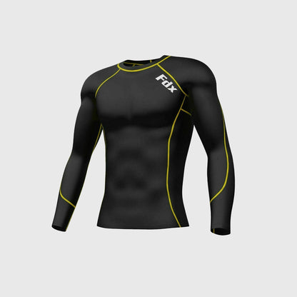 Fdx Men's Set Yellow Thermolinx Compression Base Layer Shirt & Leggings