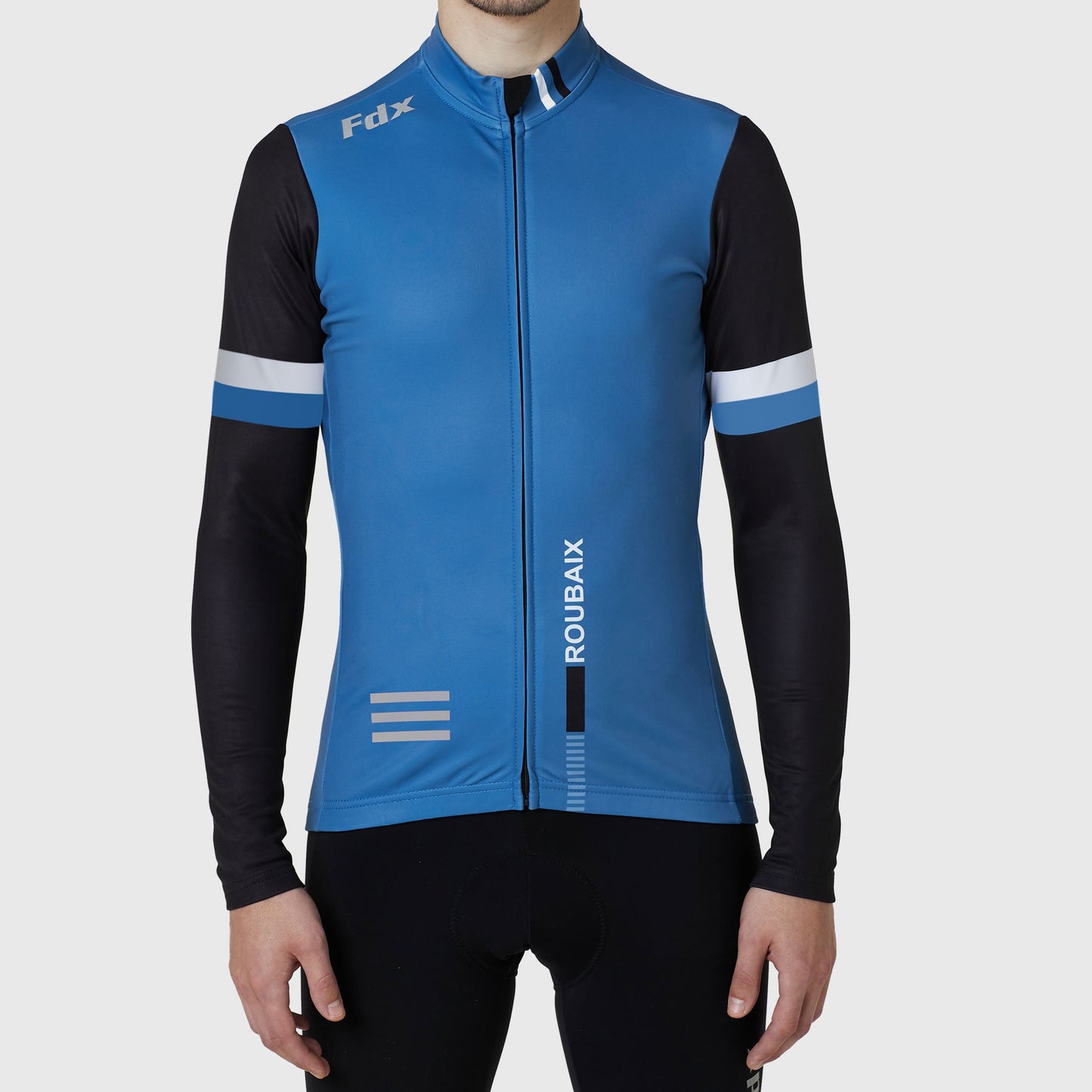 Fdx Men's Set Limited Edition Thermal Roubaix Long Sleeve Cycling Jersey & Bib Tights - Blue