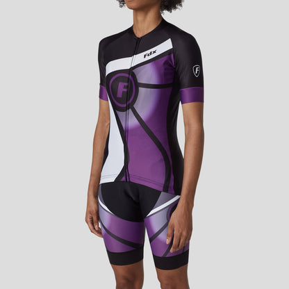 Fdx Women's Set Signature Purple Short Sleeve Cycling Jersey & Bib Shorts