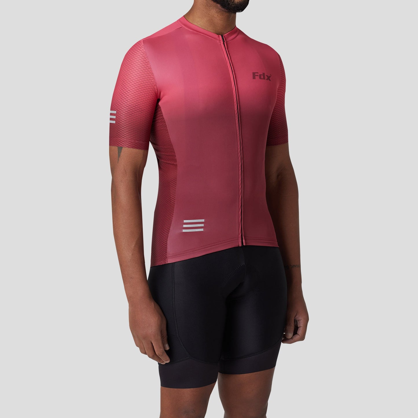 Fdx Men's Set Duo Pink / Maroon Short Sleeve Summer Cycling Jersey & Cargo Bib Shorts