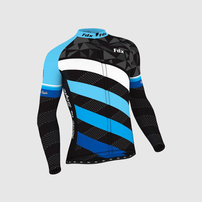 Fdx Men's Set Equin Thermal Roubaix Long Sleeve Cycling Jersey & Bib Tights - Blue