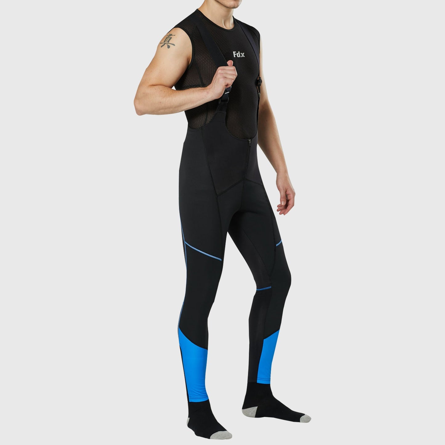 Fdx Azure Men's Blue Thermal Padded Cycling Bib Tights