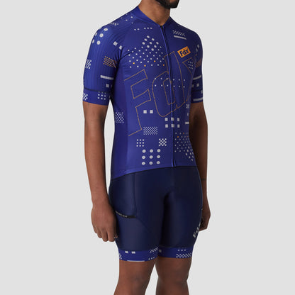 Fdx Men's Set All Day Blue Short Sleeve Jersey & Bib Shorts